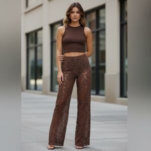 Chocolate Brown Lace pants with small flare